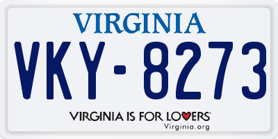 VA license plate VKY8273