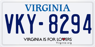 VA license plate VKY8294