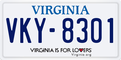 VA license plate VKY8301