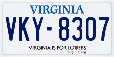 VA license plate VKY8307