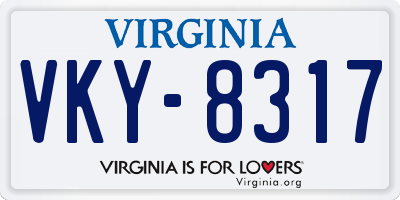 VA license plate VKY8317