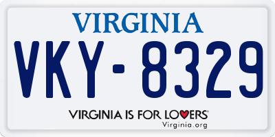 VA license plate VKY8329