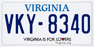 VA license plate VKY8340