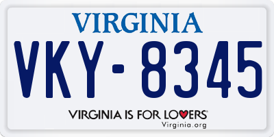 VA license plate VKY8345
