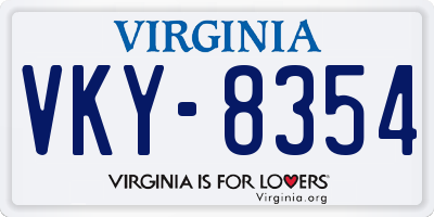 VA license plate VKY8354