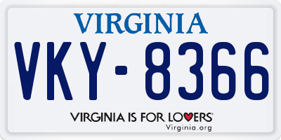 VA license plate VKY8366