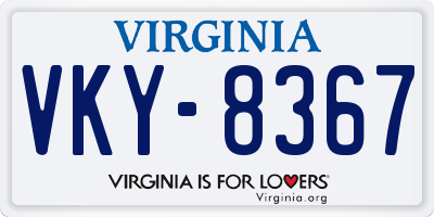 VA license plate VKY8367