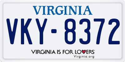 VA license plate VKY8372