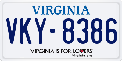 VA license plate VKY8386