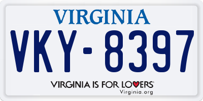 VA license plate VKY8397