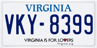 VA license plate VKY8399