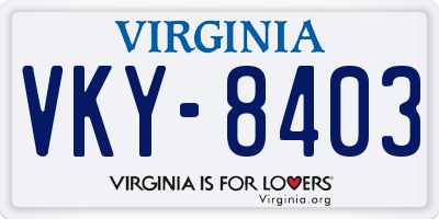 VA license plate VKY8403
