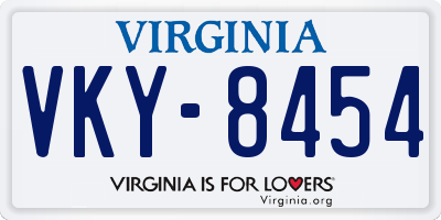 VA license plate VKY8454
