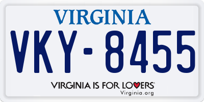VA license plate VKY8455