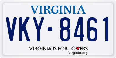 VA license plate VKY8461