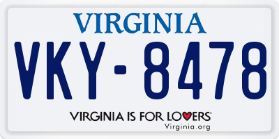 VA license plate VKY8478