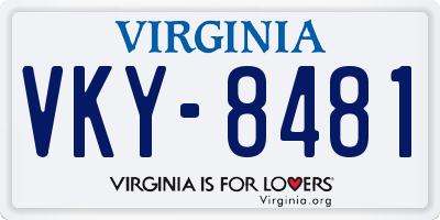 VA license plate VKY8481