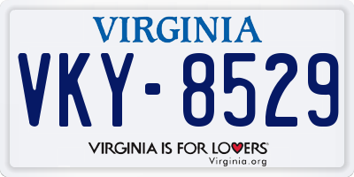 VA license plate VKY8529