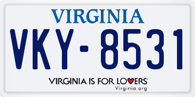 VA license plate VKY8531