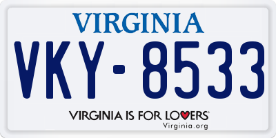VA license plate VKY8533