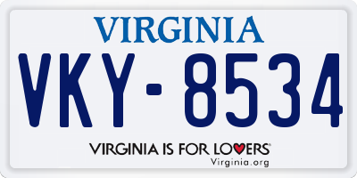 VA license plate VKY8534