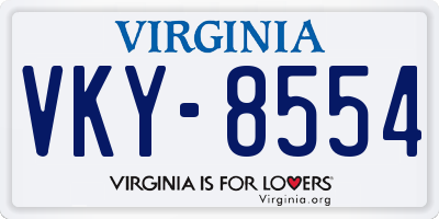 VA license plate VKY8554