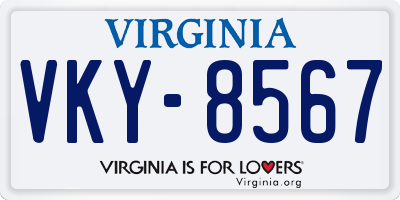 VA license plate VKY8567