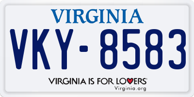 VA license plate VKY8583