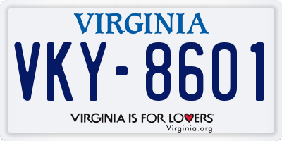 VA license plate VKY8601