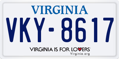 VA license plate VKY8617