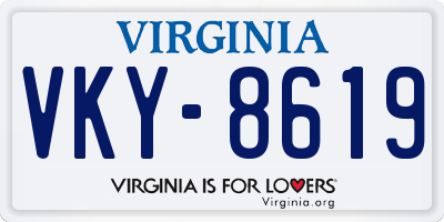 VA license plate VKY8619