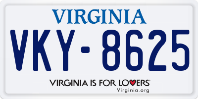 VA license plate VKY8625