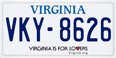 VA license plate VKY8626