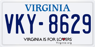 VA license plate VKY8629