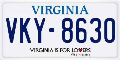 VA license plate VKY8630