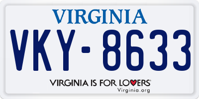 VA license plate VKY8633