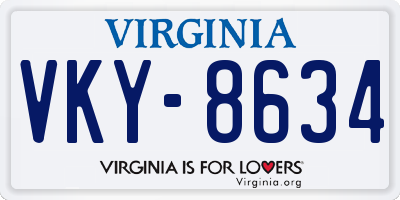 VA license plate VKY8634