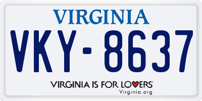 VA license plate VKY8637