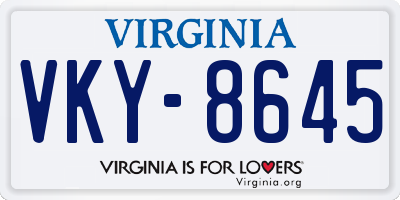 VA license plate VKY8645