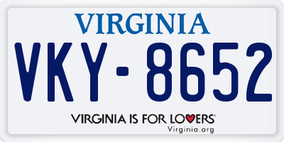 VA license plate VKY8652