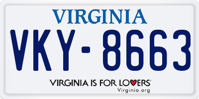 VA license plate VKY8663