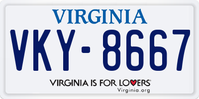 VA license plate VKY8667