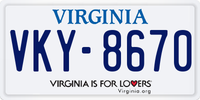 VA license plate VKY8670