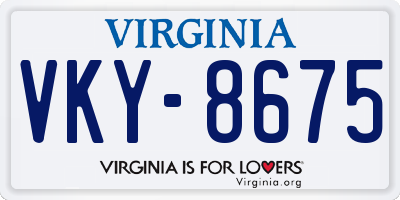 VA license plate VKY8675