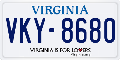 VA license plate VKY8680