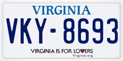 VA license plate VKY8693