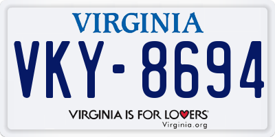 VA license plate VKY8694