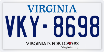 VA license plate VKY8698