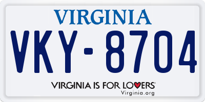 VA license plate VKY8704