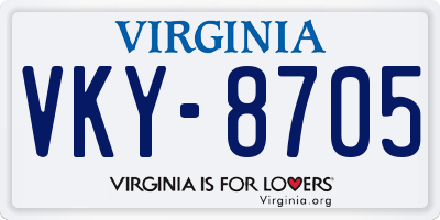 VA license plate VKY8705
